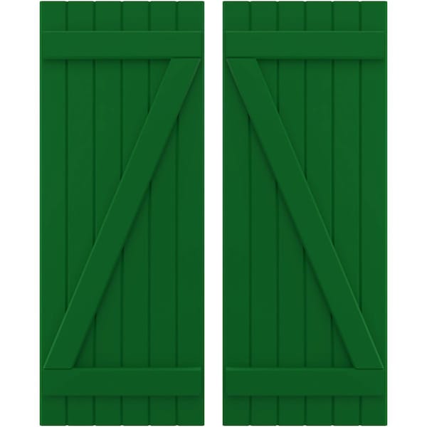 Ekena Millwork Americraft 6-Board (2 Batten) Wood Joined Board-n-Batten Shutters w/ Z-Bar, ARW102BB621X77HGH, PR ARW102BB621X77HGH - main